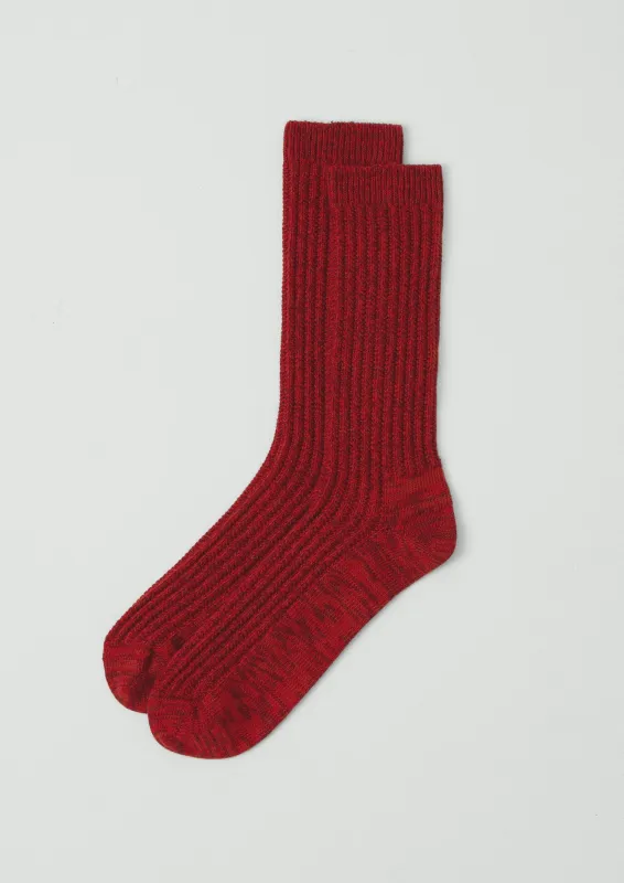 Ribbed Cotton Marl Socks | Cardinal Red sold by TOAST