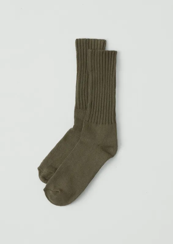 Escuyer Ribbed Socks | Khaki sold by TOAST