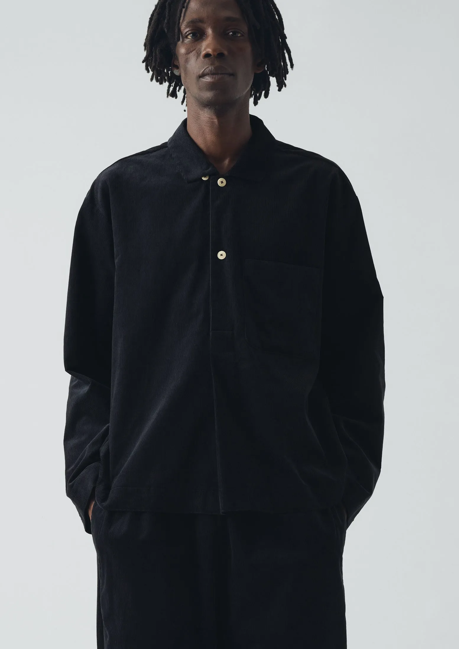 Organic Cord Smock Popover Shirt | Midnight sold by TOAST product image thumbnail 2