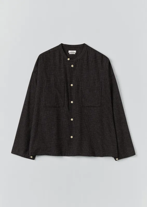 Cotton Cashmere Check Grandad Shirt | Black/Ecru sold by TOAST