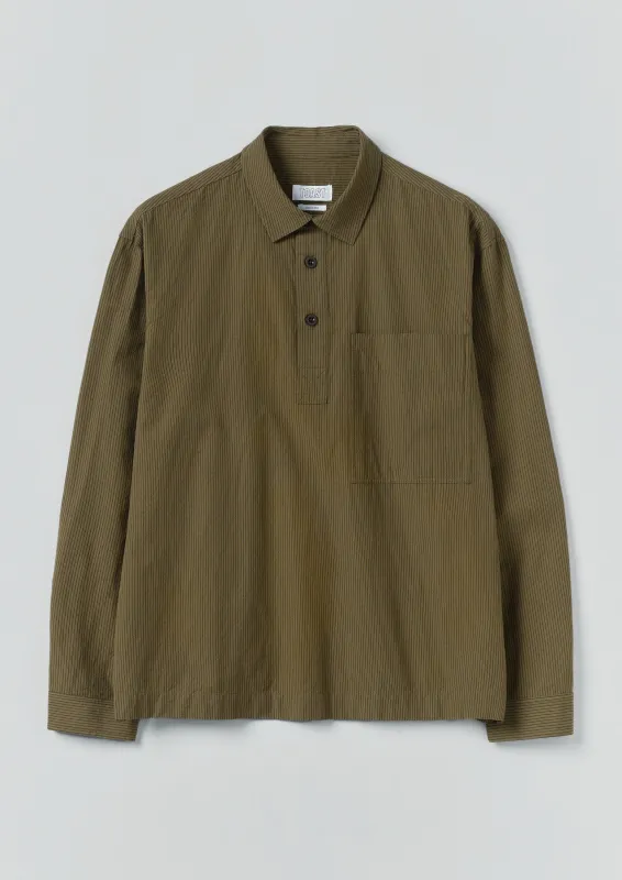 Large Pocket Popover Stripe Shirt | Olive sold by TOAST