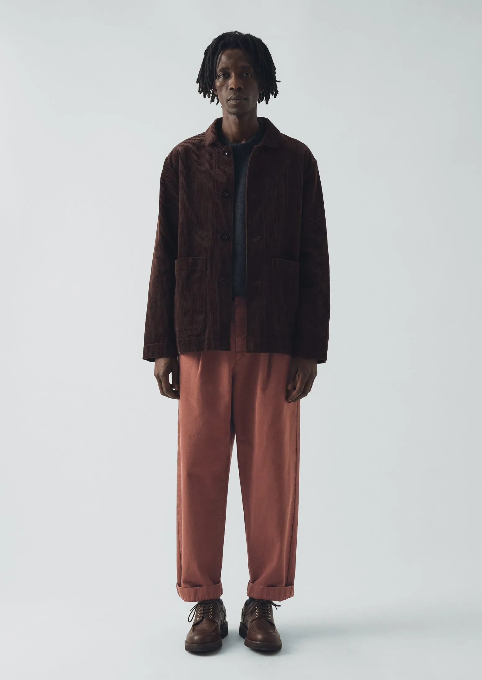 Otto Cotton Herringbone Pleat Trousers | Cacao sold by TOAST product image thumbnail 3