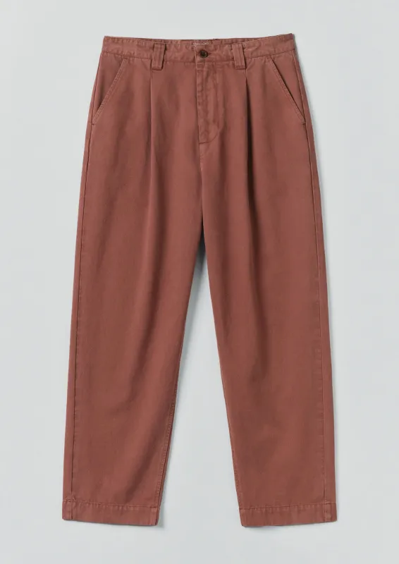 Otto Cotton Herringbone Pleat Trousers | Cacao sold by TOAST