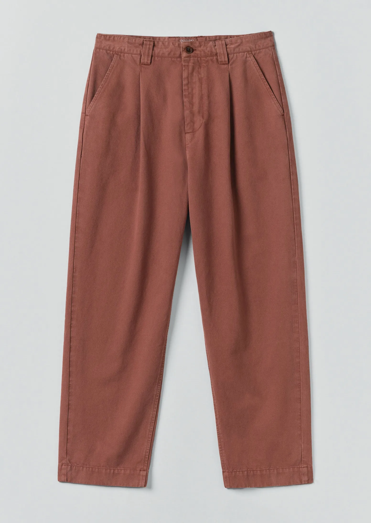 Otto Cotton Herringbone Pleat Trousers | Cacao sold by TOAST