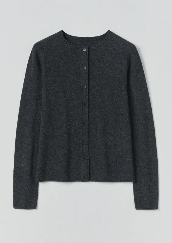 Wool Cashmere Neat Cardigan | Charcoal sold by TOAST