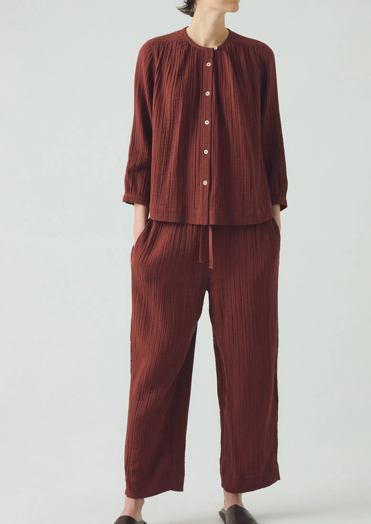 Crinkle Cotton Pyjamas | Deep Berry sold by TOAST product image thumbnail 3