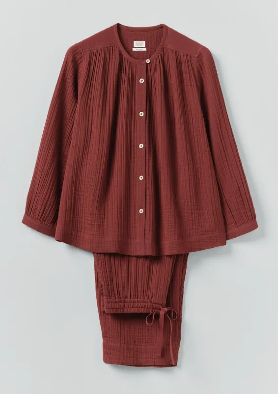 Crinkle Cotton Pyjamas | Deep Berry sold by TOAST