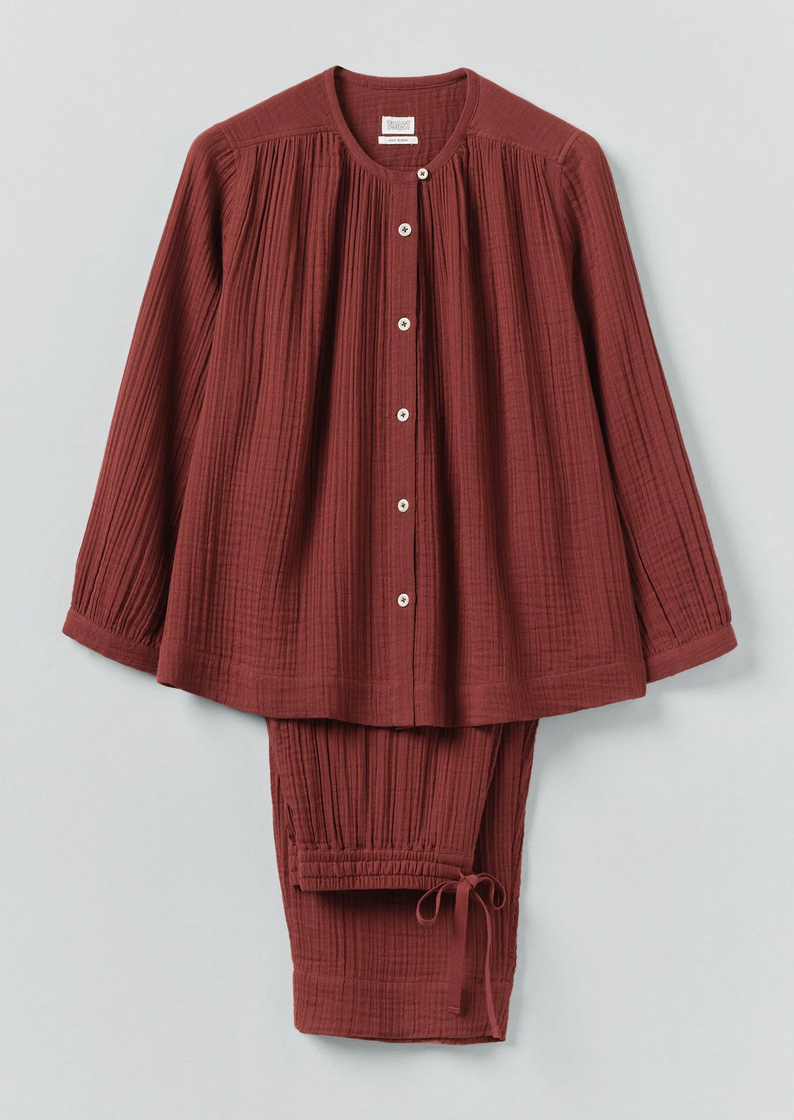 Crinkle Cotton Pyjamas | Deep Berry sold by TOAST