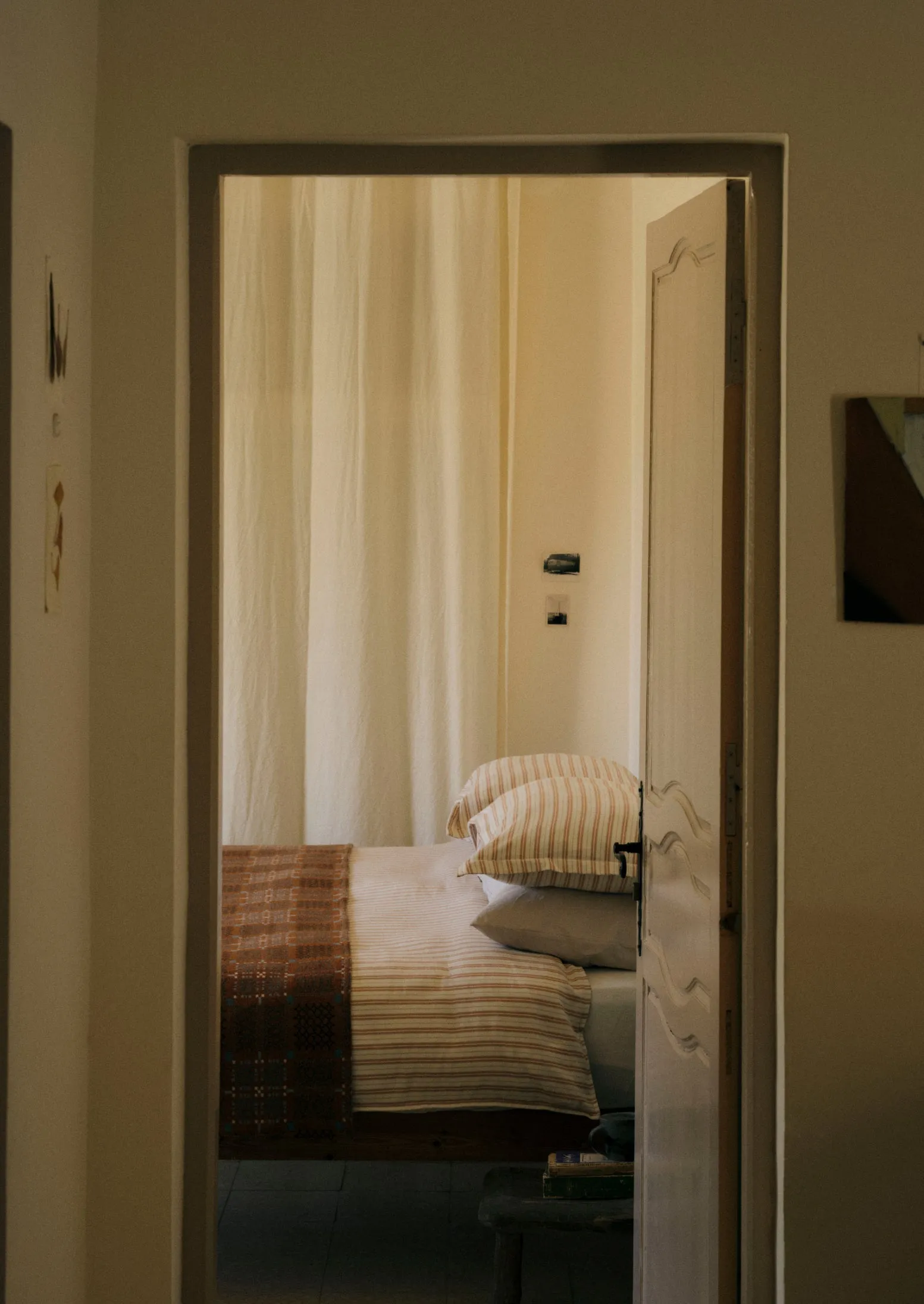 Ines Flannel Stripe Cotton Duvet Cover | Apricot/Soft Blue sold by TOAST product image thumbnail 2