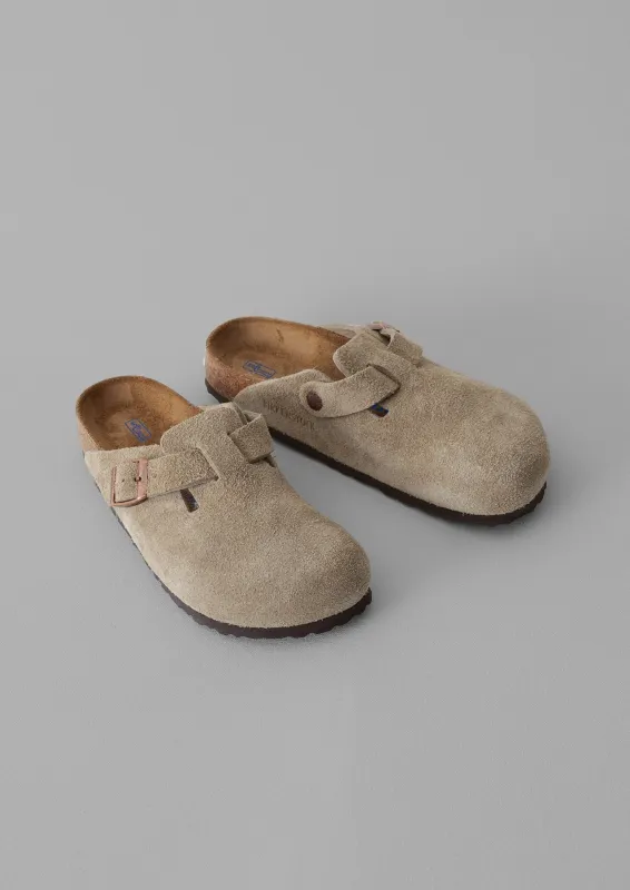 Birkenstock Suede Boston Clogs | Taupe sold by TOAST
