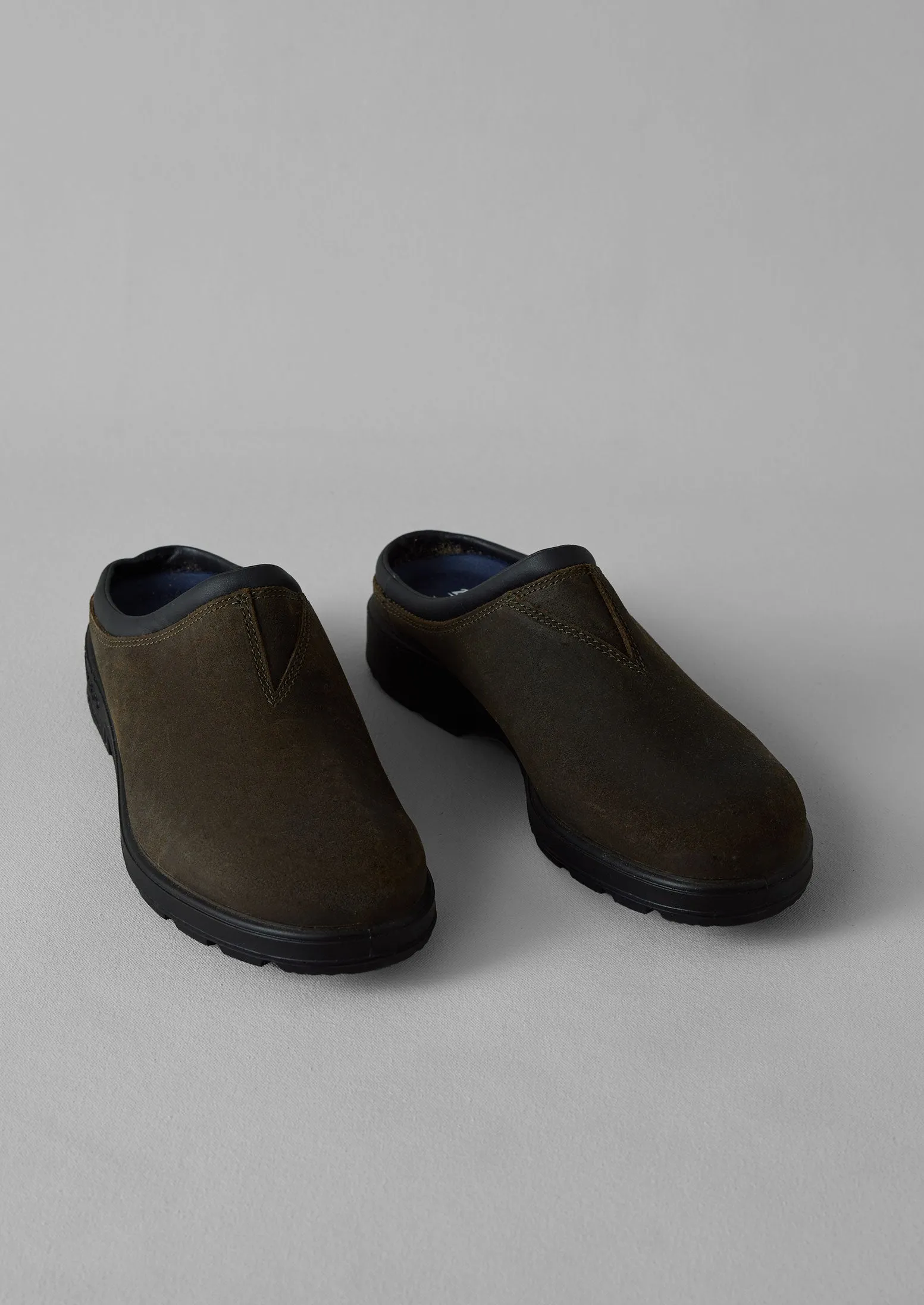 Blundstone Waxed Suede Grip Clogs | Olive sold by TOAST