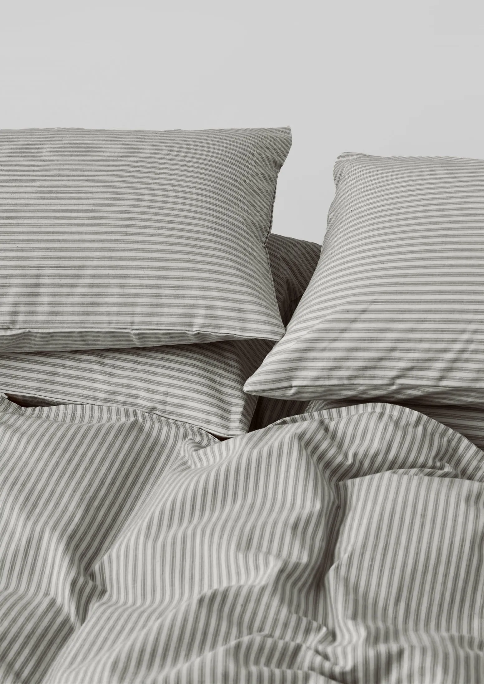 Organic Cotton Ticking Stripe Duvet Cover | Ecru/Graphite sold by TOAST product image thumbnail 4