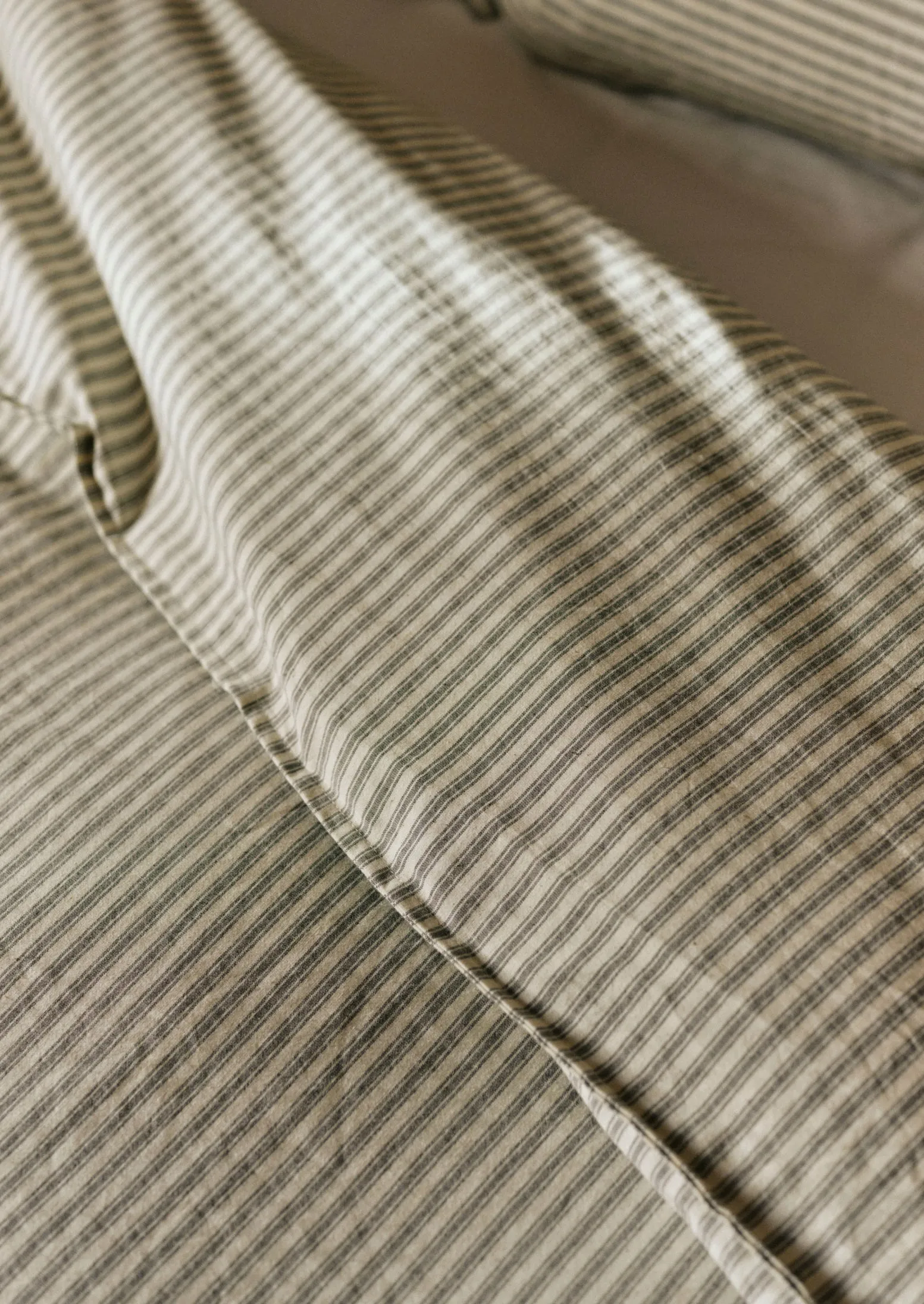 Organic Cotton Ticking Stripe Duvet Cover | Ecru/Graphite sold by TOAST product image thumbnail 3