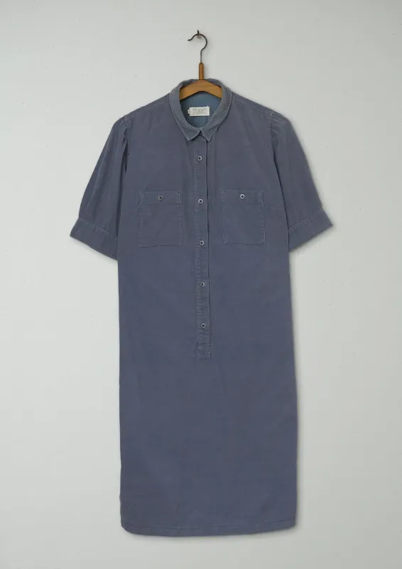 Reworn Needlecord Shirt Dress Size 10 (1195) | Blue Grey sold by TOAST