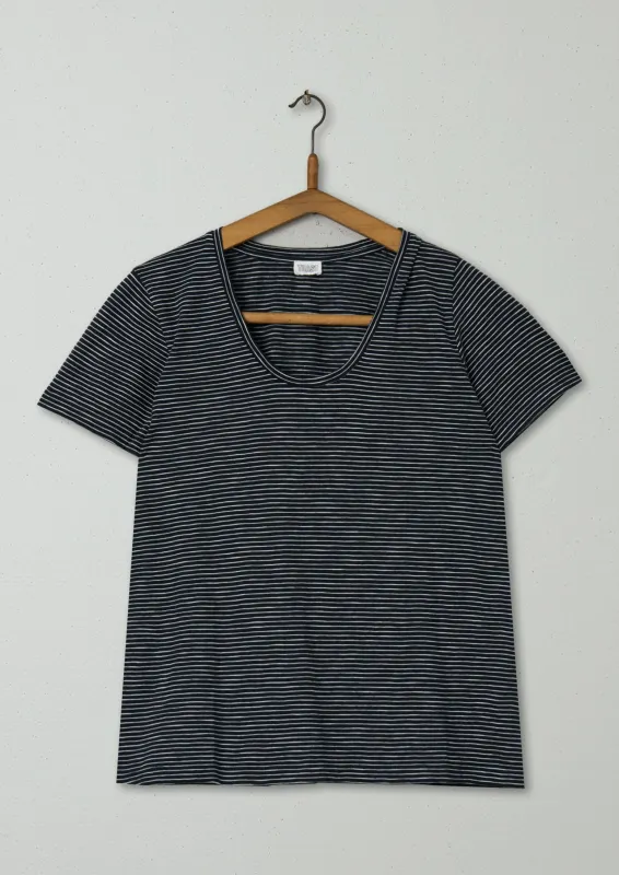 Reworn Stripe Scoop Neck Tee Size S (072) | Multi sold by TOAST