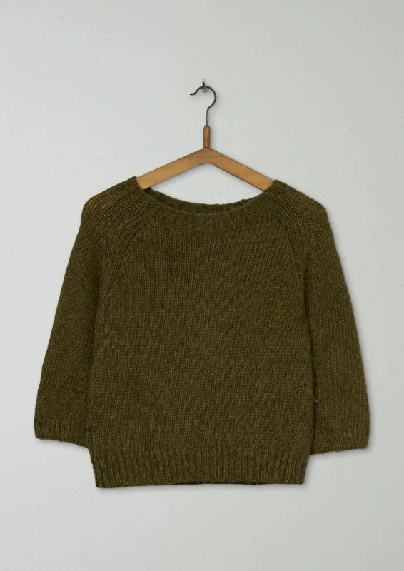 Reworn Alpaca Short Sleeved Sweater Size XS (359) | Olive sold by TOAST