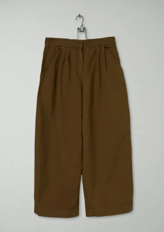 Reworn Alix Cotton Linen Trousers Size 10 (762) | Dusted Khaki sold by TOAST
