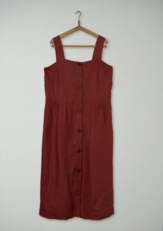 Reworn Linen Twill Sun Dress Size 18 (1141) | Raw Sienna sold by TOAST