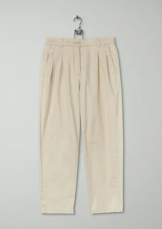 Reworn George Pleat Trousers Size 8 (792) | Ecru sold by TOAST