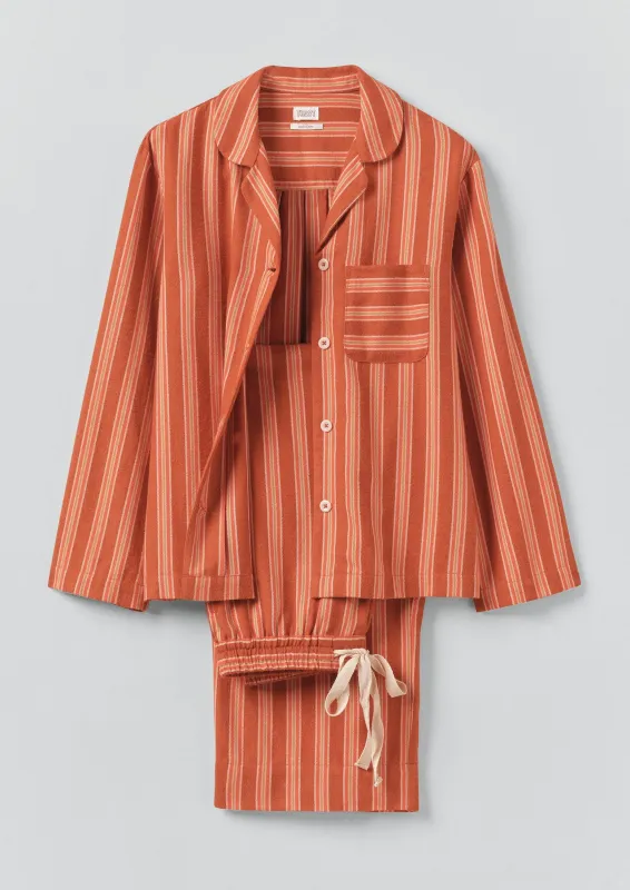 Forte Stripe Flannel Pyjamas | Auburn/Nasturtium sold by TOAST