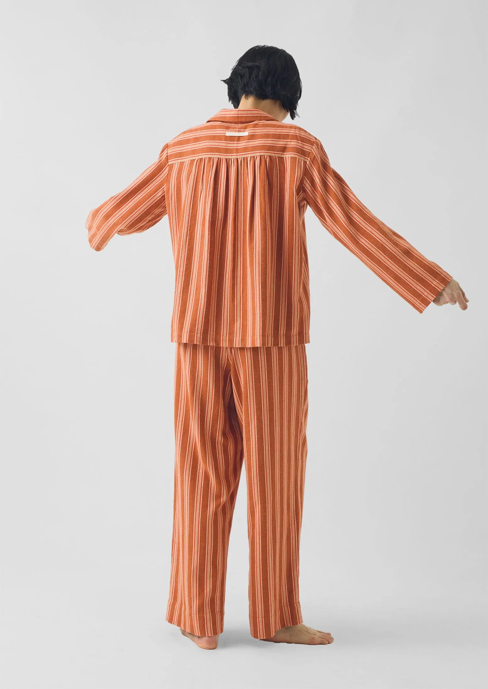 Forte Stripe Flannel Pyjamas | Auburn/Nasturtium sold by TOAST product image thumbnail 5
