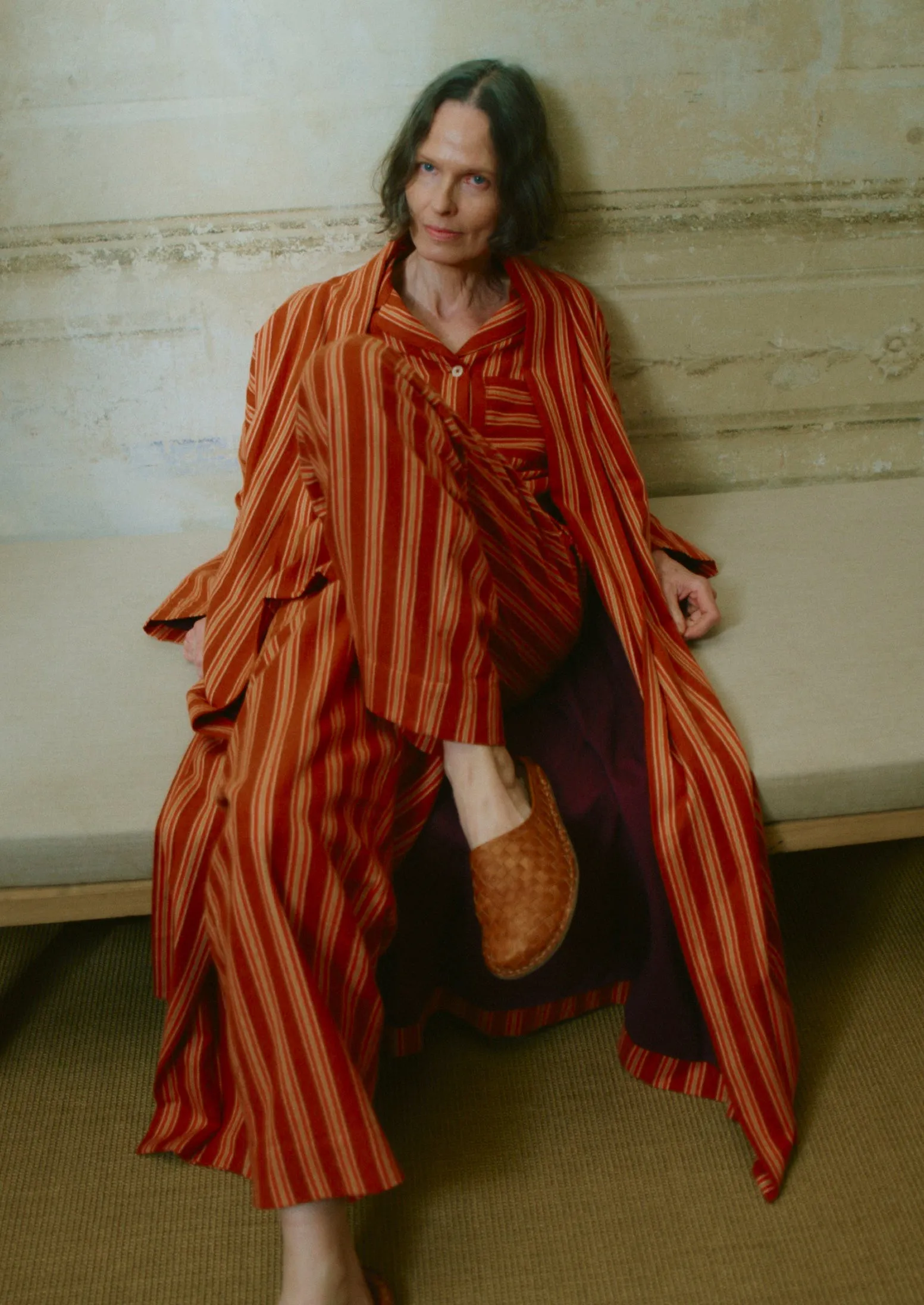 Forte Stripe Flannel Pyjamas | Auburn/Nasturtium sold by TOAST product image thumbnail 2