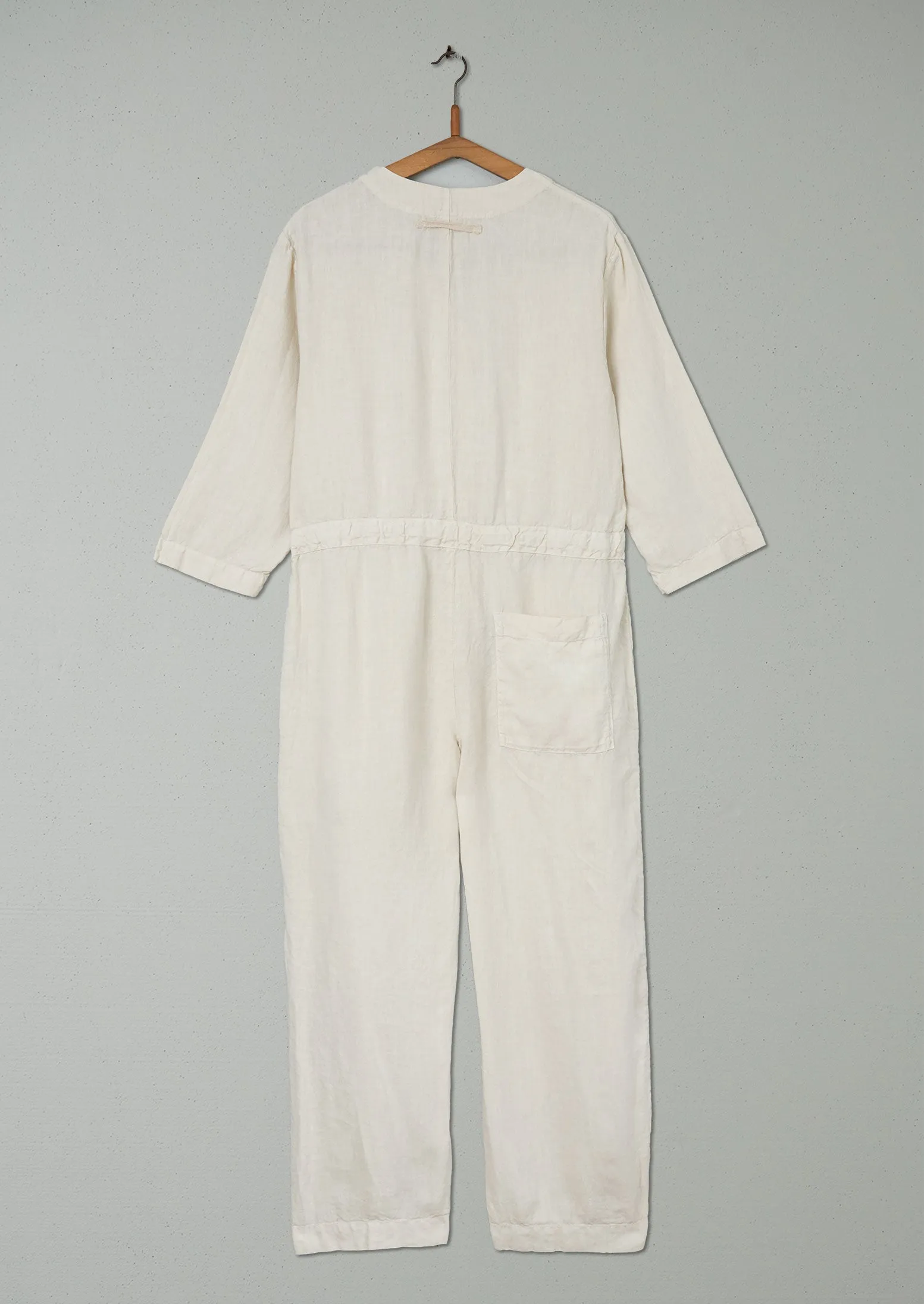 Reworn Tie Waist Linen Jumpsuit Size M (744) | Parchment sold by TOAST product image thumbnail 2