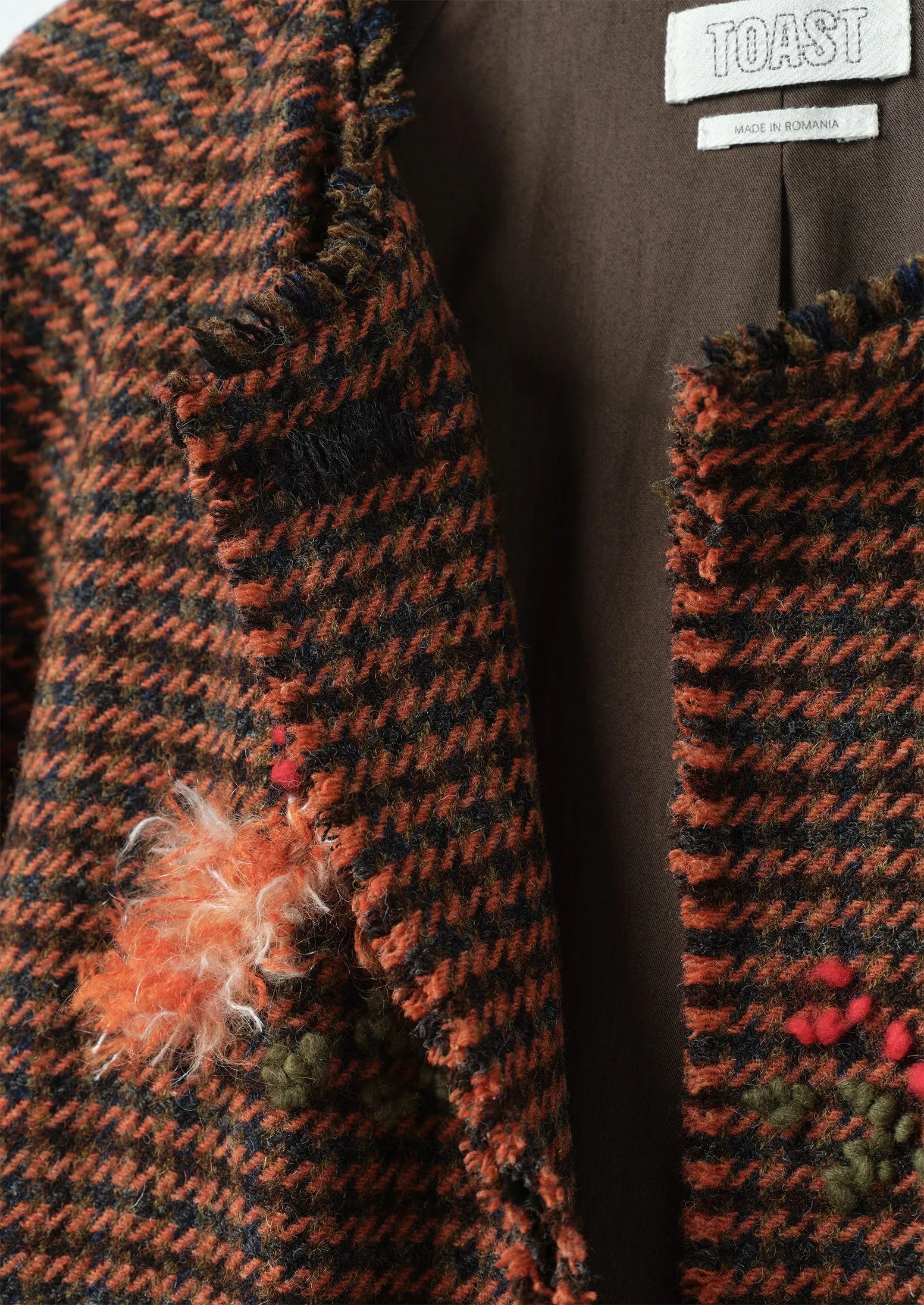 Renewed Frankie Wool Houndstooth Raglan Coat by Meta Struycken Size S (8) | Burnt Orange sold by TOAST product image thumbnail 3