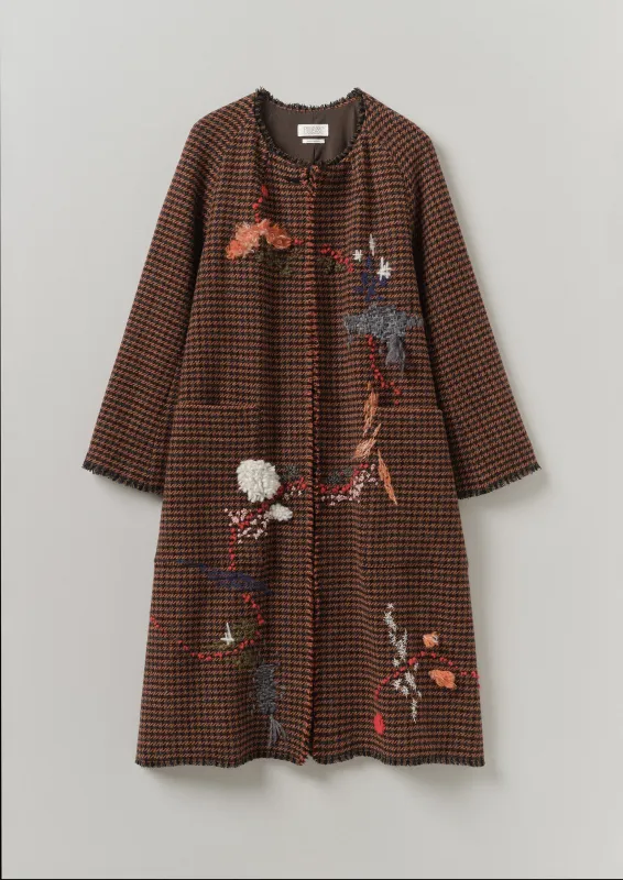 Renewed Frankie Wool Houndstooth Raglan Coat by Meta Struycken Size S (8) | Burnt Orange sold by TOAST