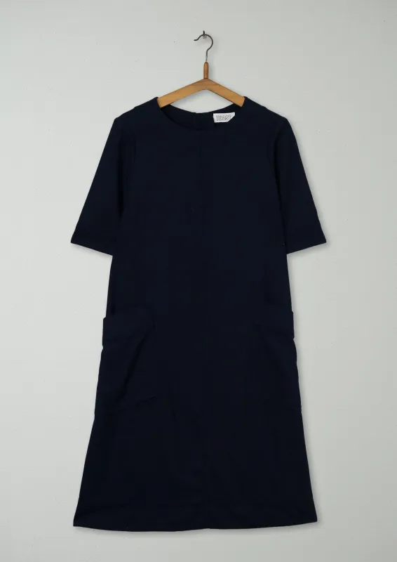 Reworn Washed Wool Dress Size 10 (1198) | Navy sold by TOAST