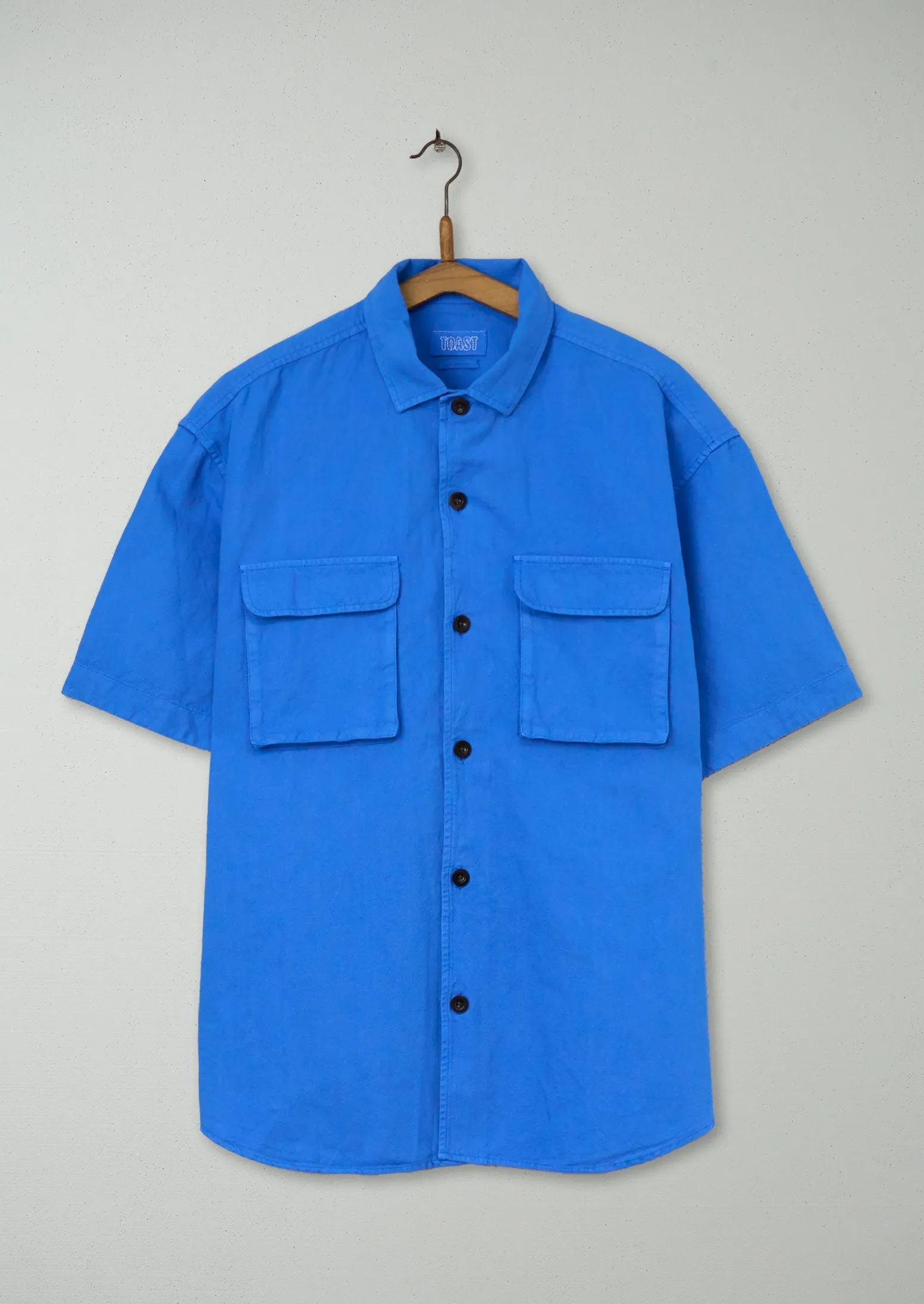Reworn Mens Cotton Linen Shirt Size S (021) | Enamel Blue sold by TOAST