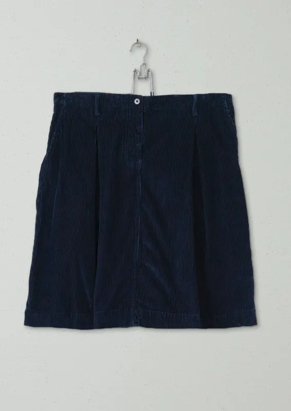 Reworn Cord Pleat Skirt Size 16 (217) | Navy sold by TOAST