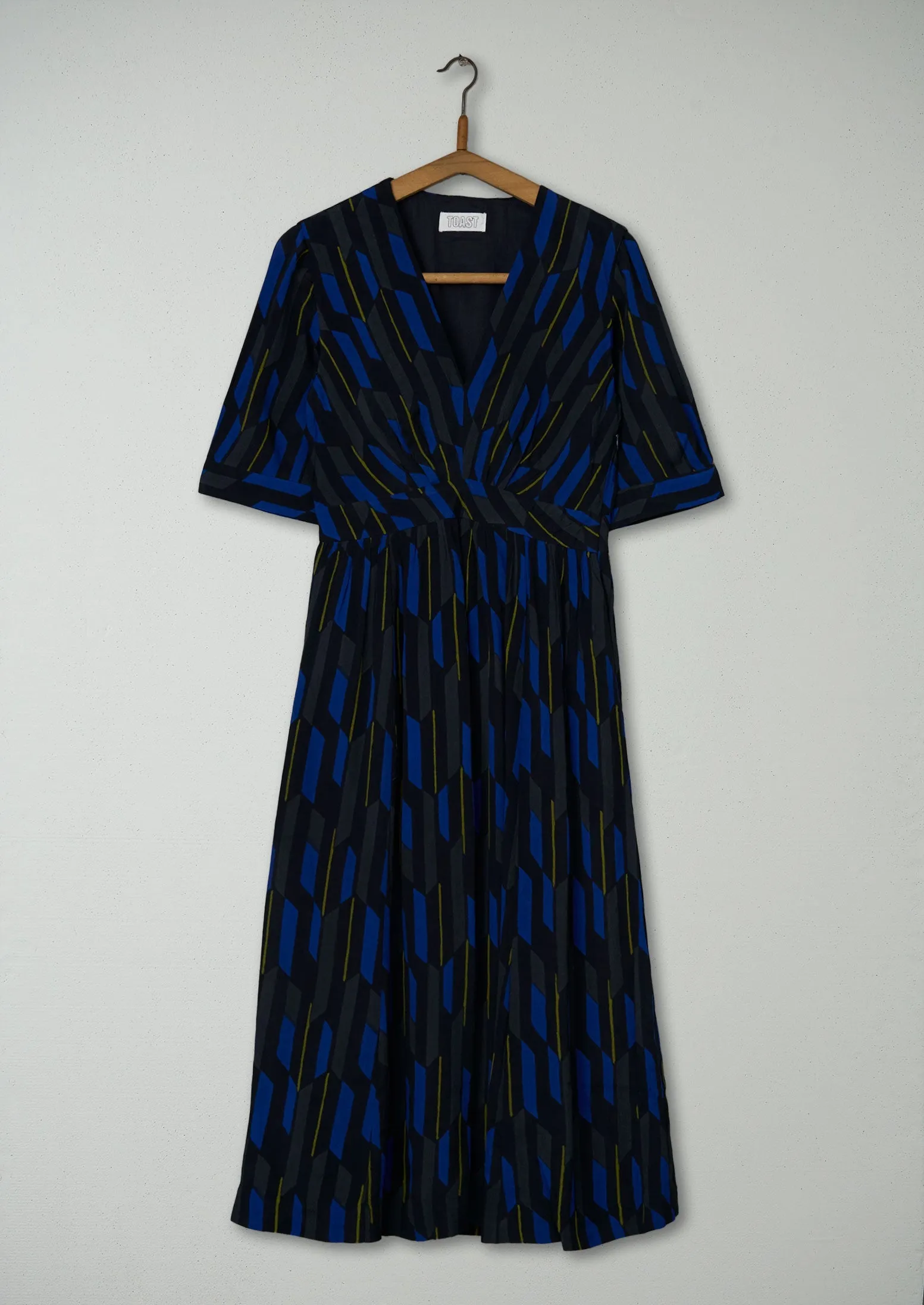 Reworn Geo Print Dress Size 8 (1272) | Cobalt sold by TOAST