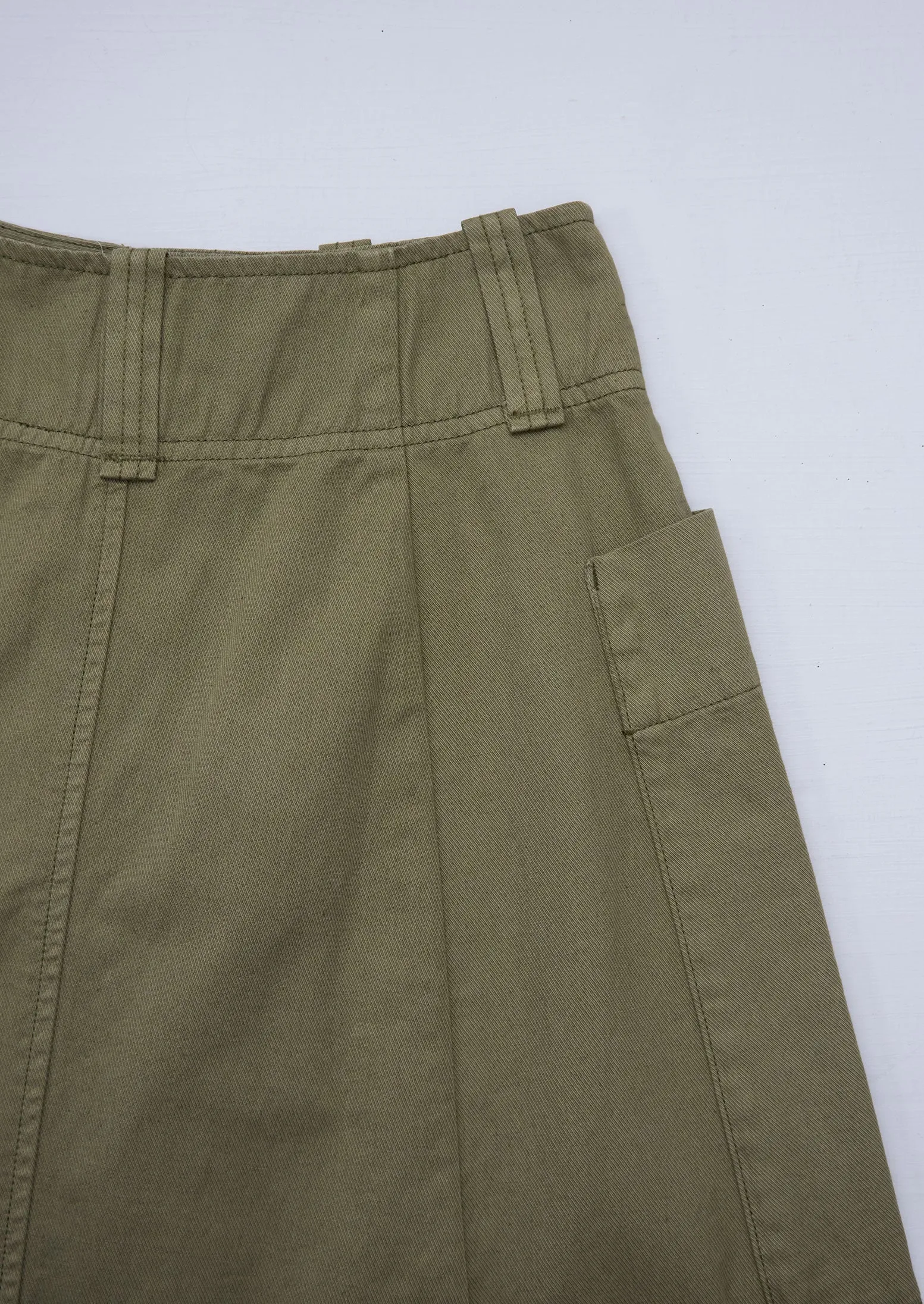 Reworn Patch Pocket Cotton Linen Skirt Size 6 (224) | Olive Leaf sold by TOAST product image thumbnail 2