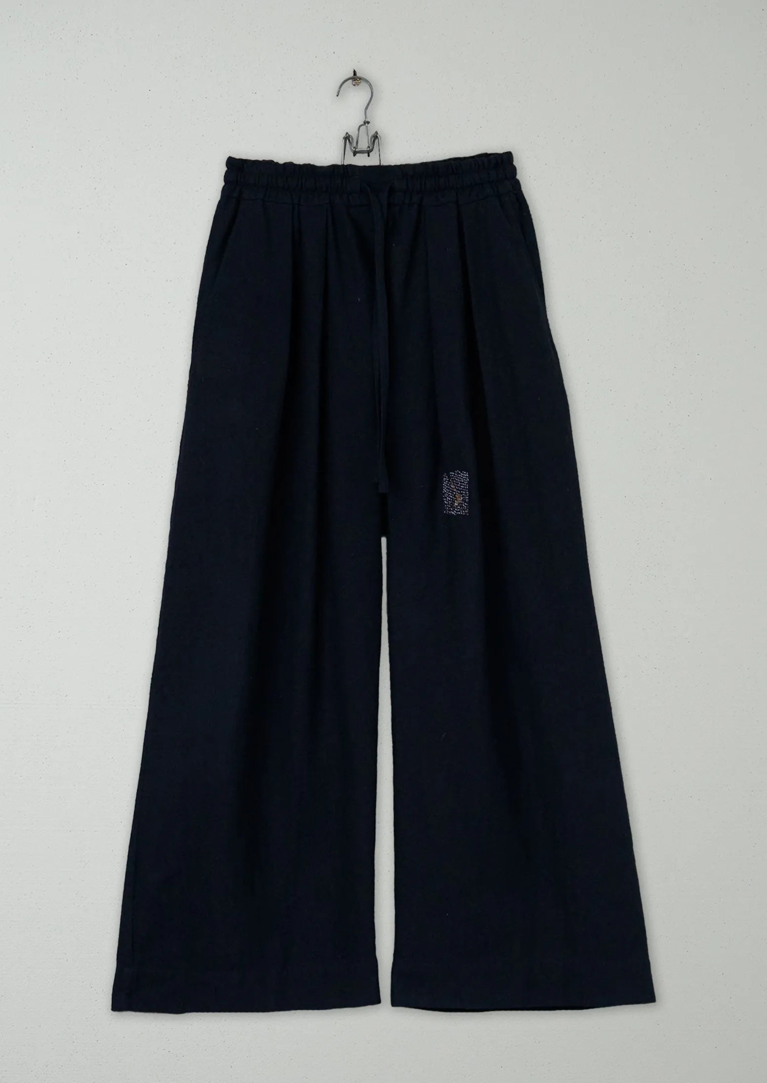 Renewed Cotton Wool Herringbone Pull on Trousers Size XS (53) | Dark Navy sold by TOAST