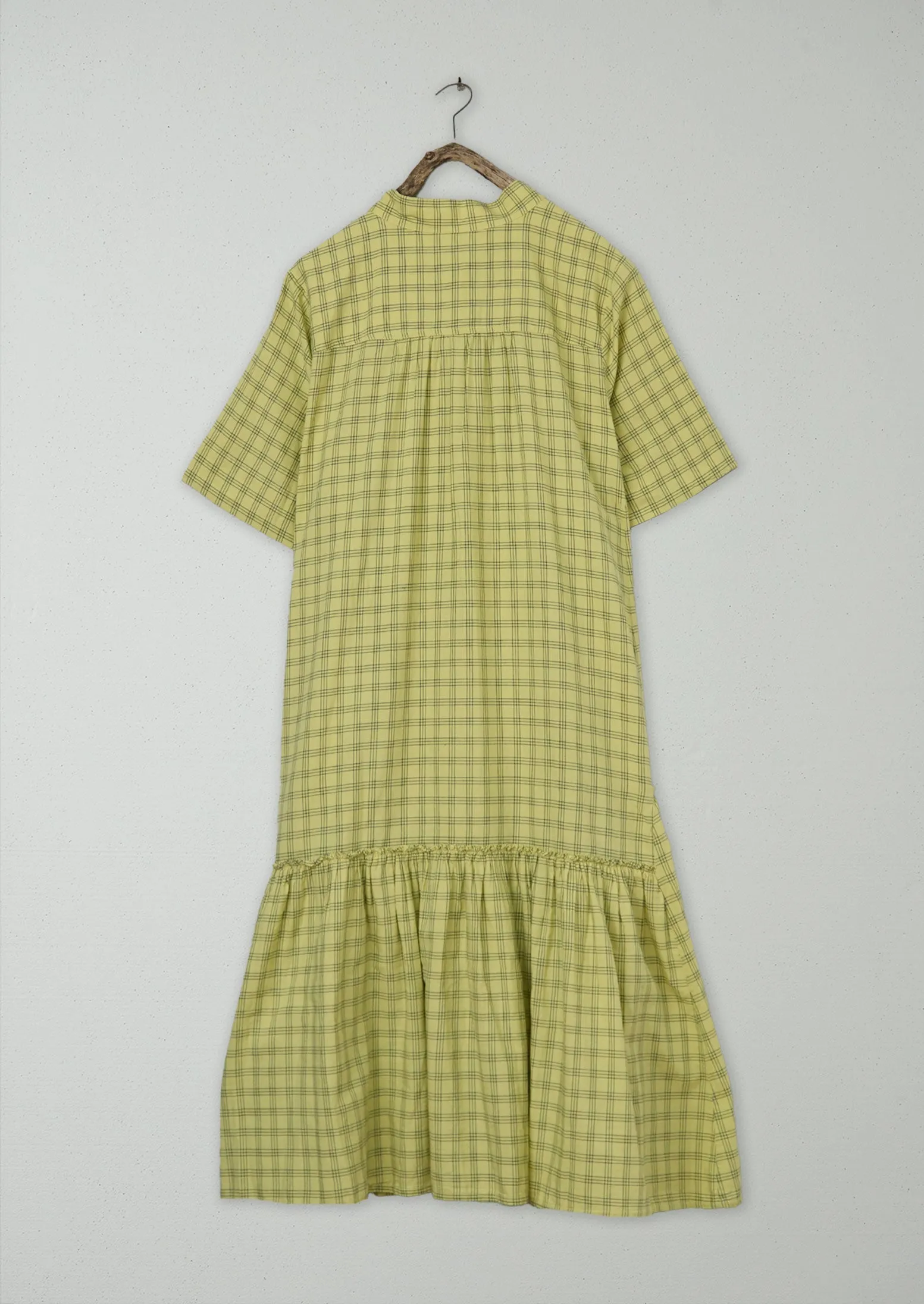 Renewed Check Cotton Gathered Dress Size 16 (120) | Pastel Lime sold by TOAST product image thumbnail 2