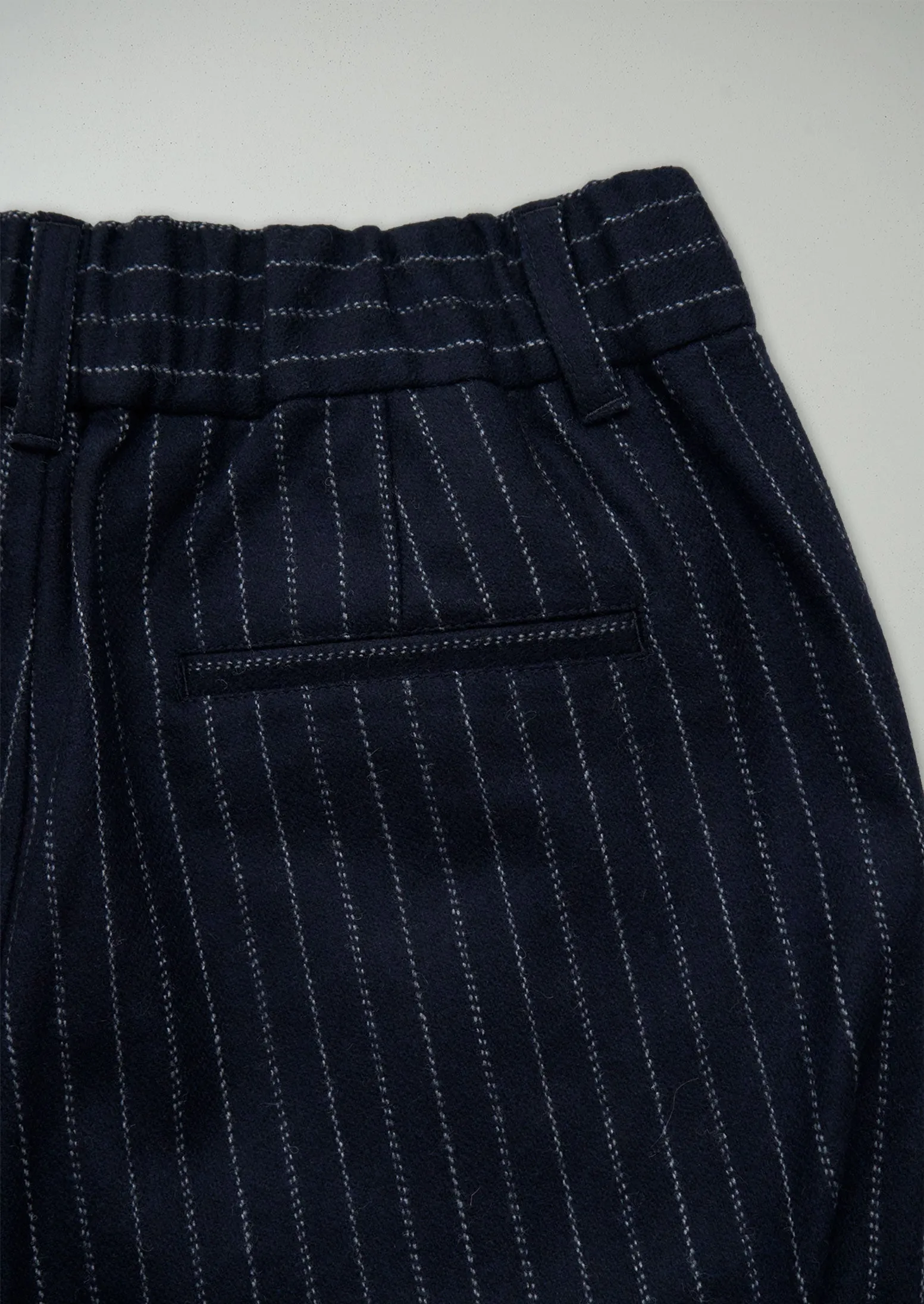 Renewed Gabi Pinstripe Wool Cashmere Pull on Trousers Size 12 (55) | Navy sold by TOAST product image thumbnail 2