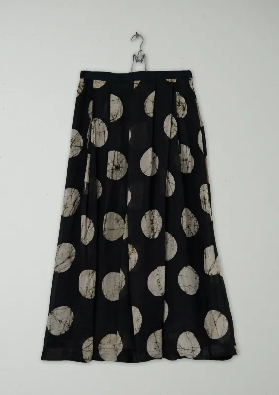 Renewed Batik Dot Pleated Skirt Size 10 (11) | Black/Ecru sold by TOAST