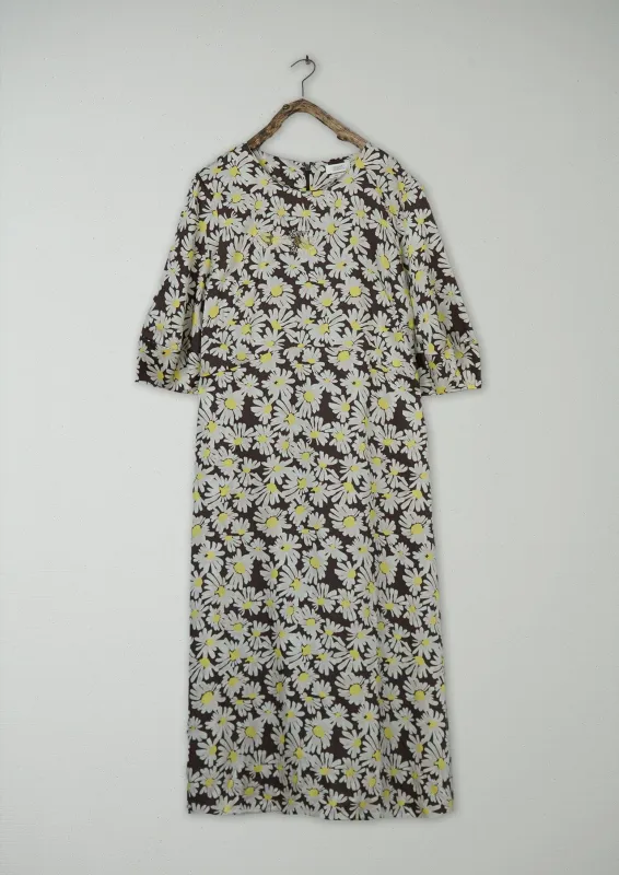 Renewed Rounded Sleeve Painted Daisy Dress Size 16 (117) | Billi Flower Yellow sold by TOAST