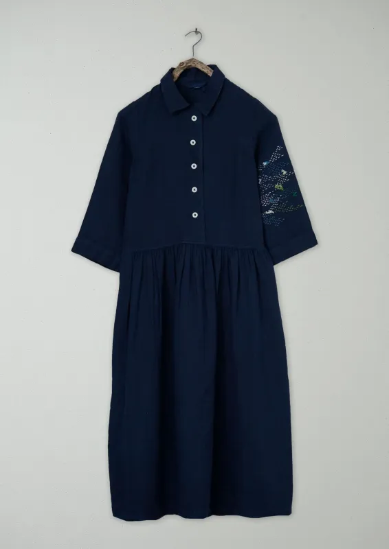 Renewed Garment Dyed Linen Shirt Dress Size XS (114) | Midnight sold by TOAST