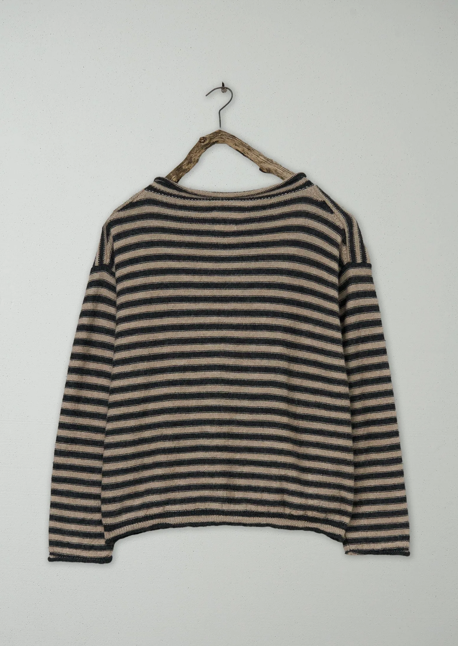Renewed Stripe Alpaca Wool Sweater Size M (46) | Ecru/Charcoal sold by TOAST product image thumbnail 2