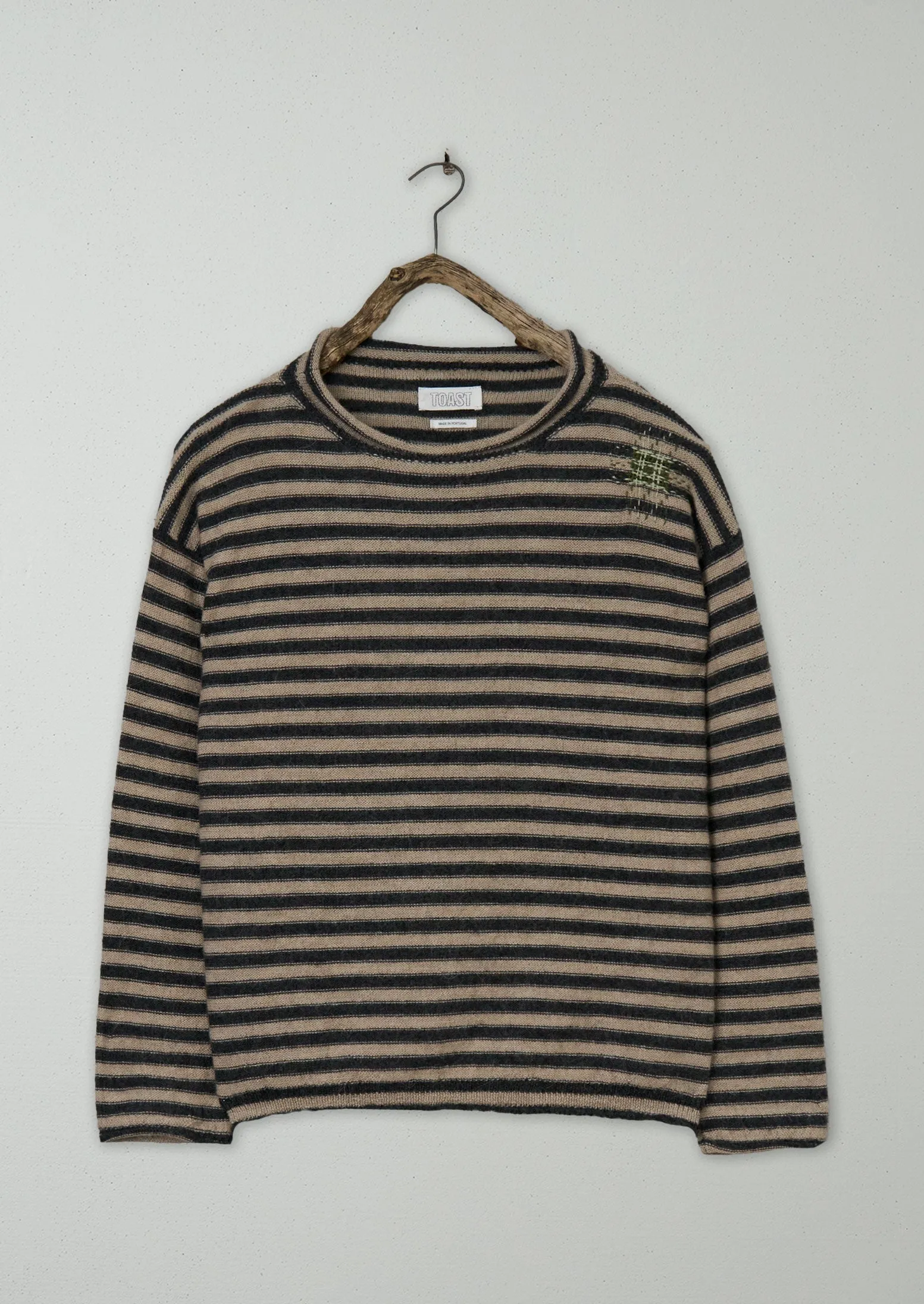 Renewed Stripe Alpaca Wool Sweater Size M (46) | Ecru/Charcoal sold by TOAST
