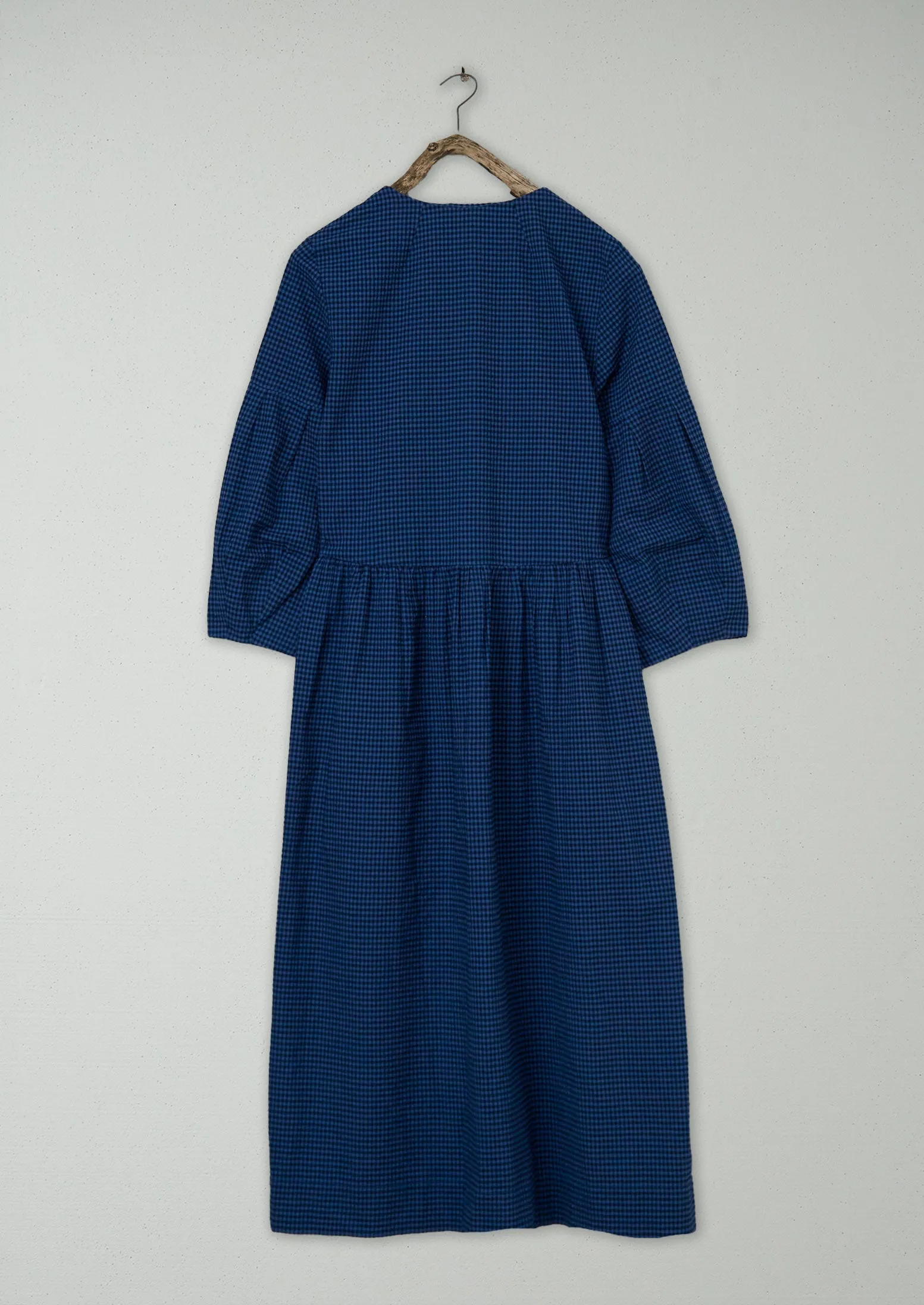 Renewed Cross Front Gingham Seersucker Dress Size 12 (121) | Navy sold by TOAST product image thumbnail 2