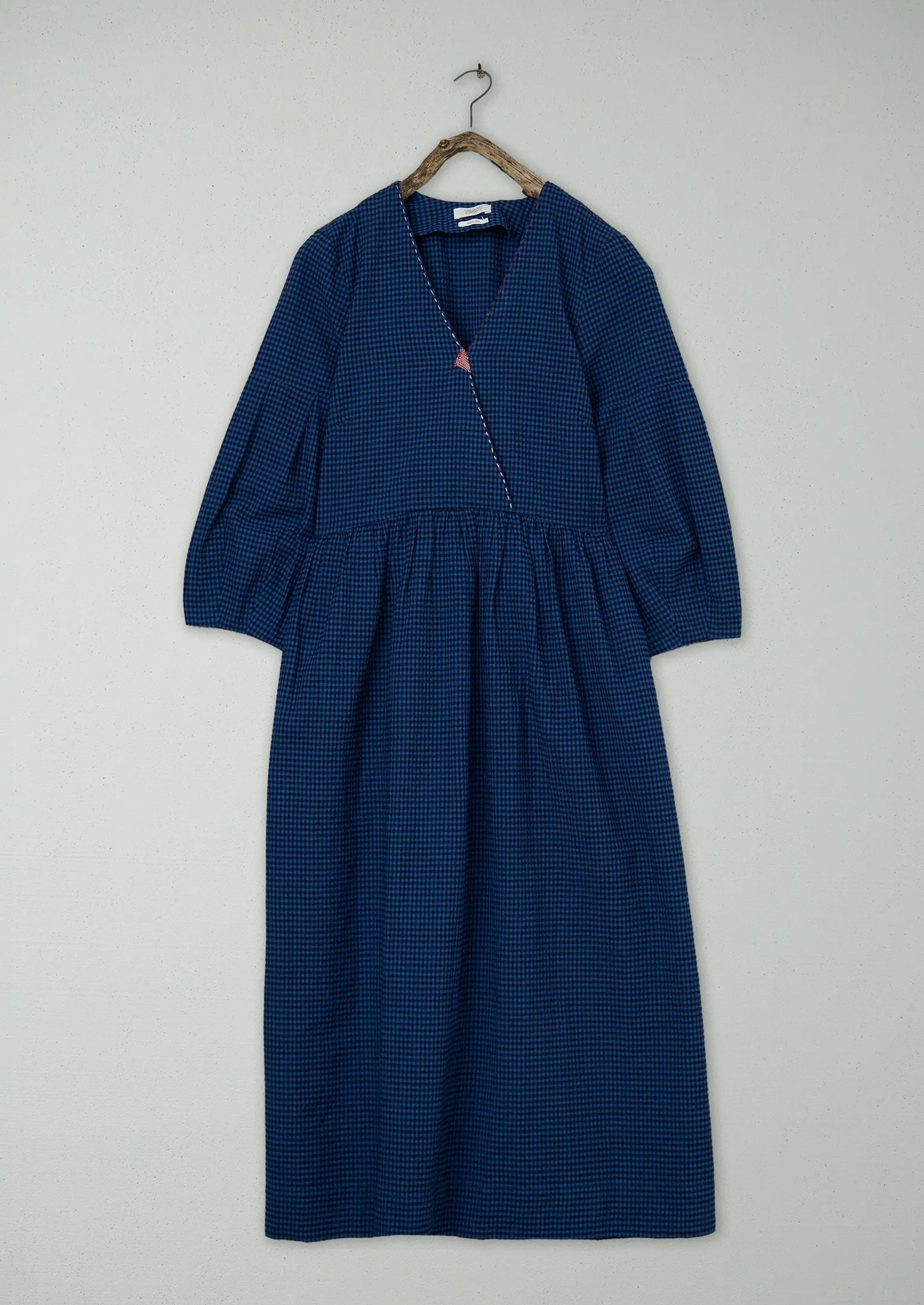 Renewed Cross Front Gingham Seersucker Dress Size 12 (121) | Navy sold by TOAST