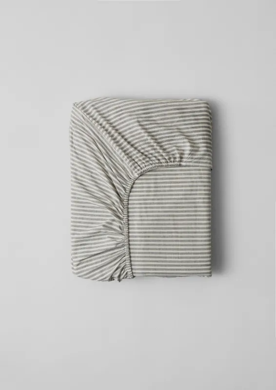 Organic Cotton Ticking Stripe Fitted Sheet | Ecru/Graphite sold by TOAST