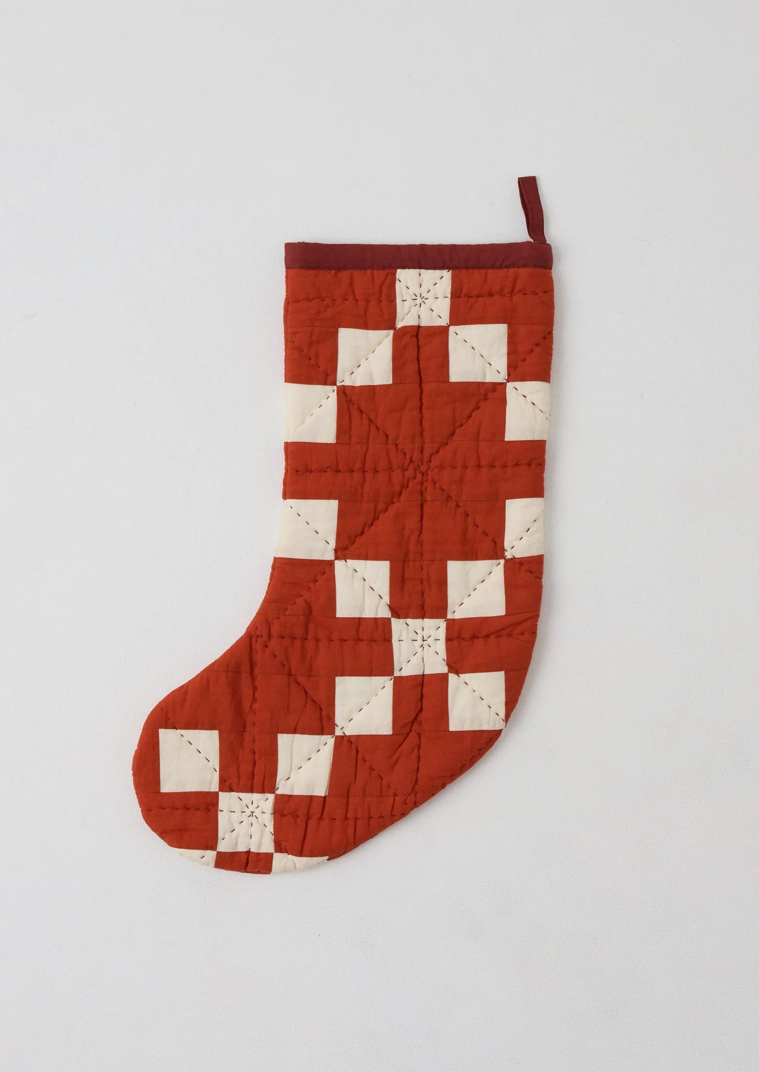 Patchwork Christmas Stocking | Burnt Orange/Ecru sold by TOAST