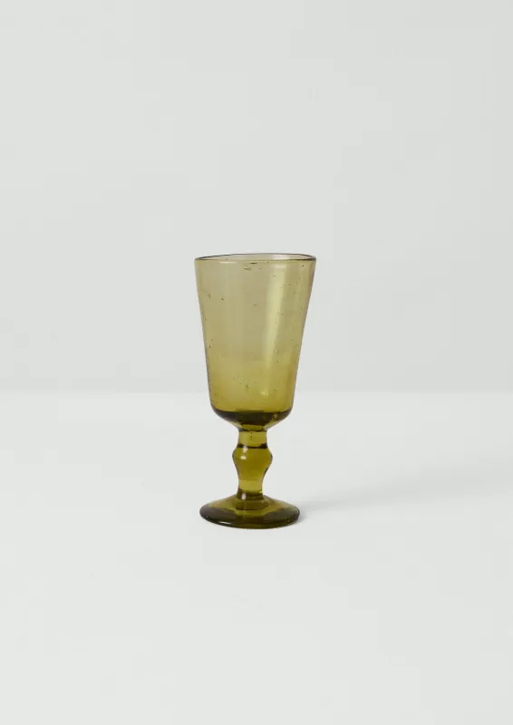 Hand Blown Wine Glass | Olive sold by TOAST