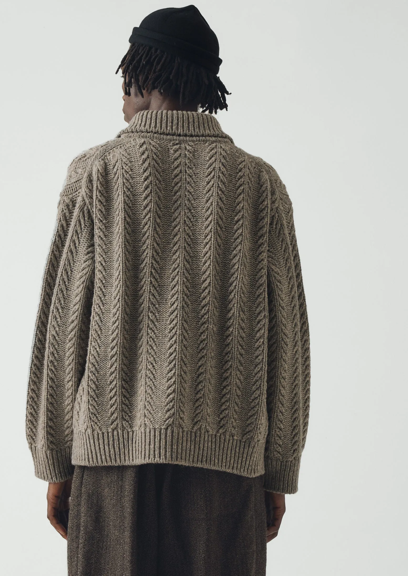 Collared Aran Wool Cardigan | Stone sold by TOAST product image thumbnail 5