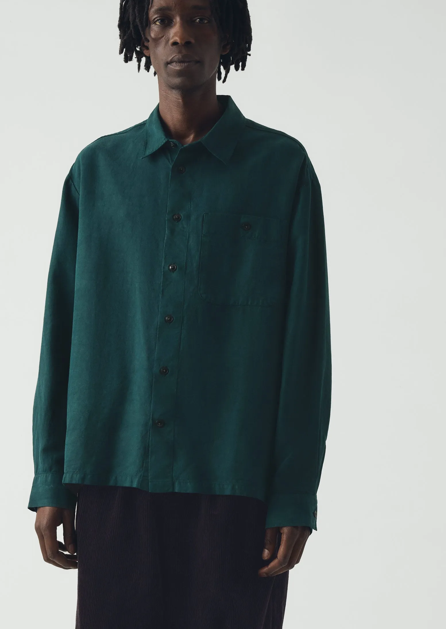 Lyocell Linen Herringbone Shirt | Peacock Blue sold by TOAST product image thumbnail 4