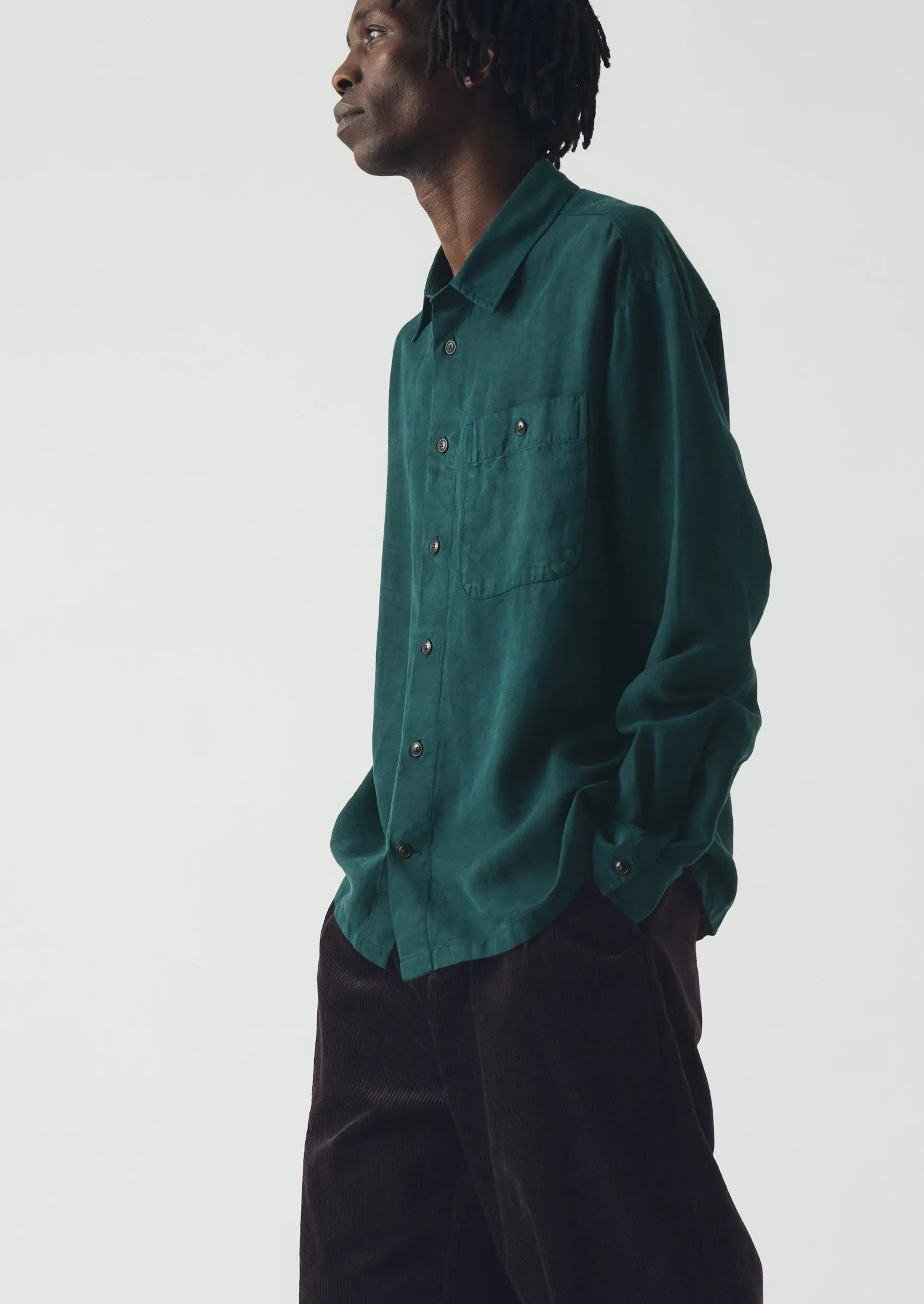 Lyocell Linen Herringbone Shirt | Peacock Blue sold by TOAST product image thumbnail 2